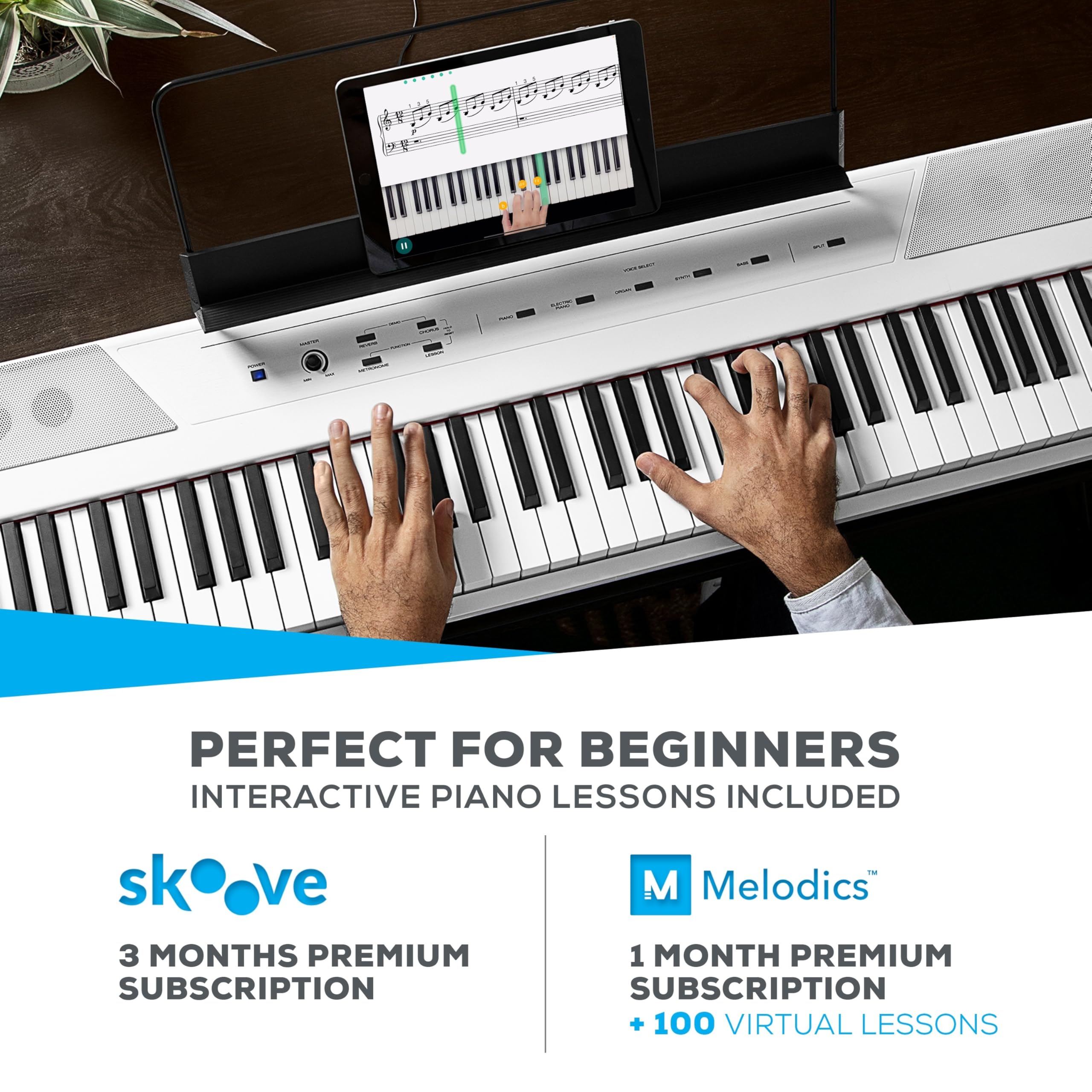 Alesis Recital – Piano numérique 88 touches semi-lestées avec haut-parleurs puissants et modes d’apprentissage