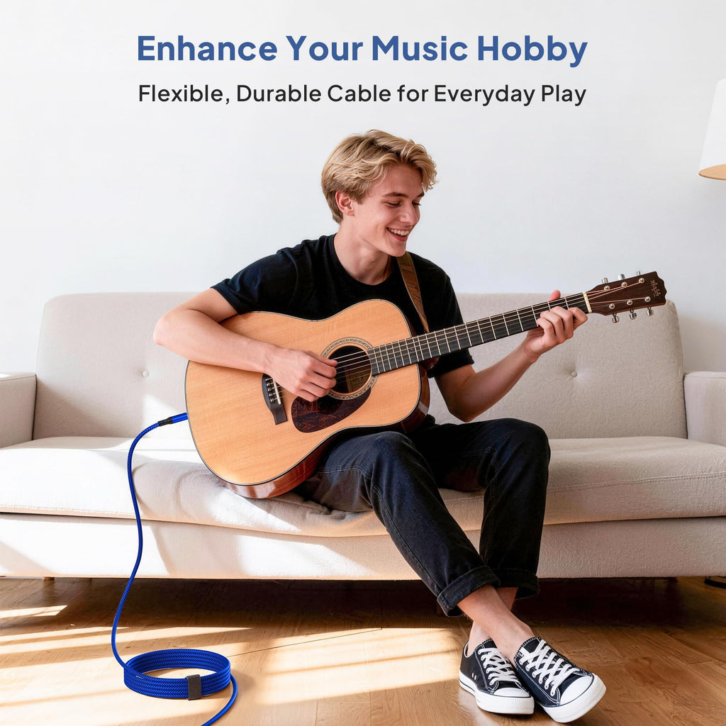 🎸 Câble instrument Elebase 1/4" TRS – Pack de 2, 3 m (10 ft), jack stéréo 6,35 mm droit, audio équilibré pour guitare, basse, clavier, ampli et enceinte