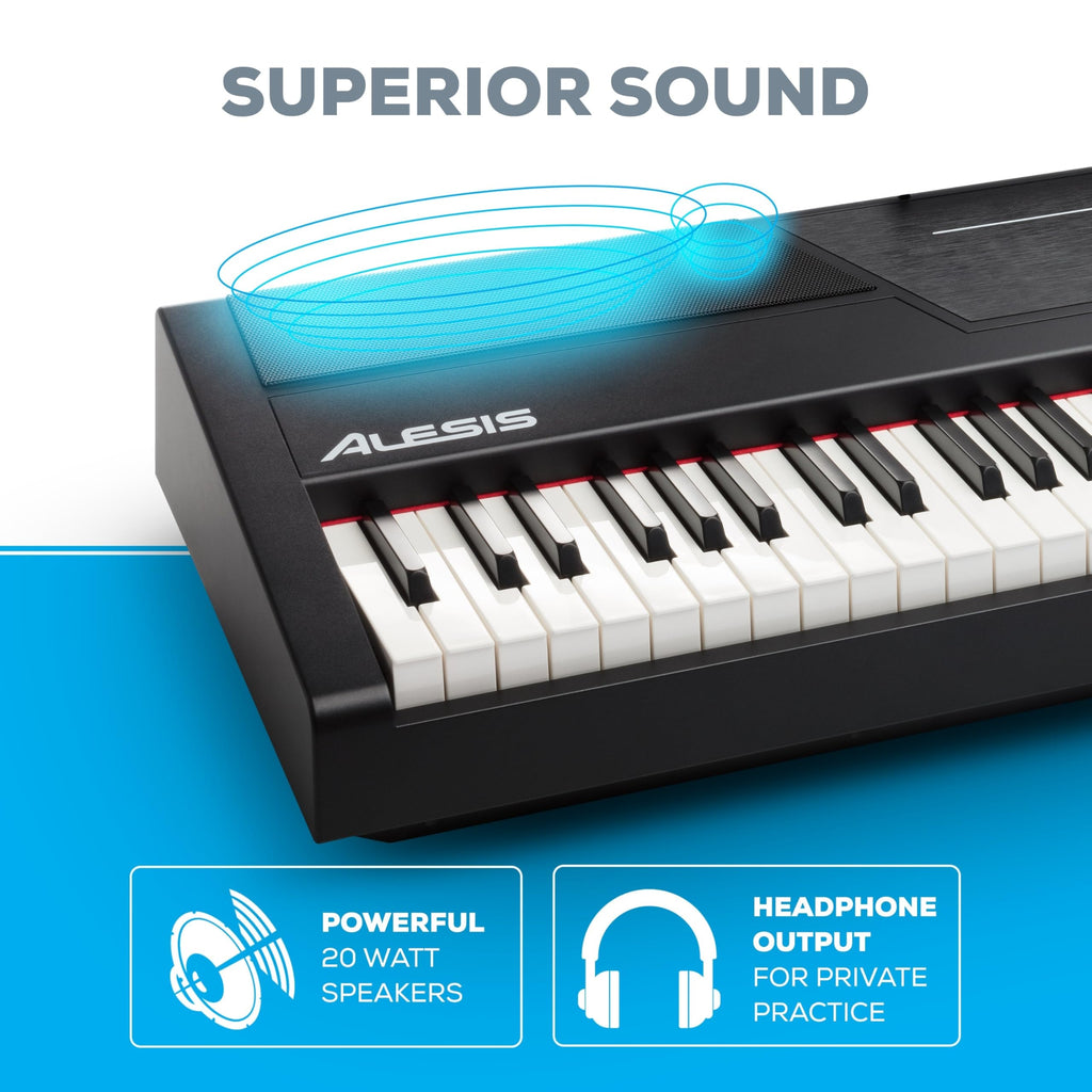 Alesis Recital – Piano numérique 88 touches semi-lestées avec haut-parleurs puissants et modes d’apprentissage