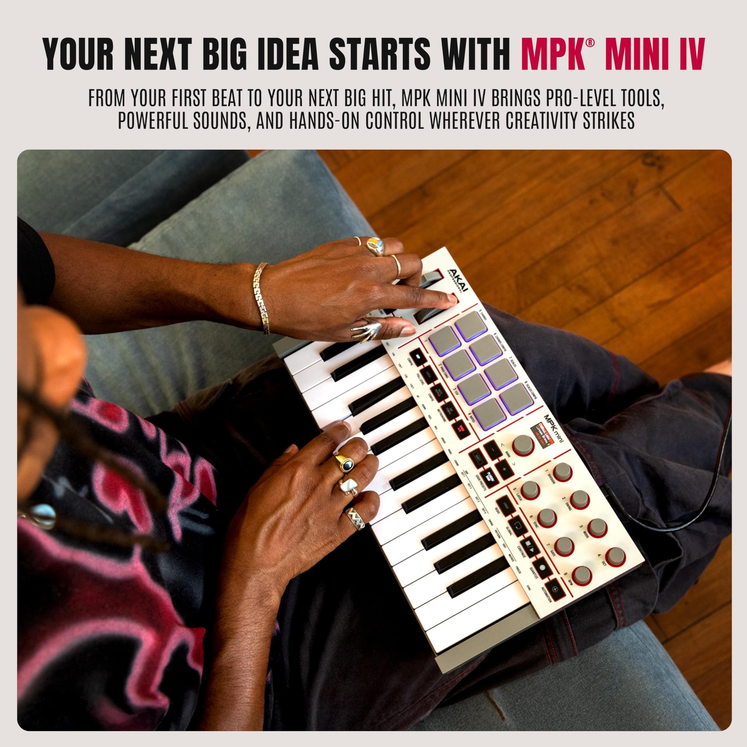 Akai MPK Mini IV – Clavier MIDI USB-C 25 touches avec pads MPC, knobs et logiciels inclus