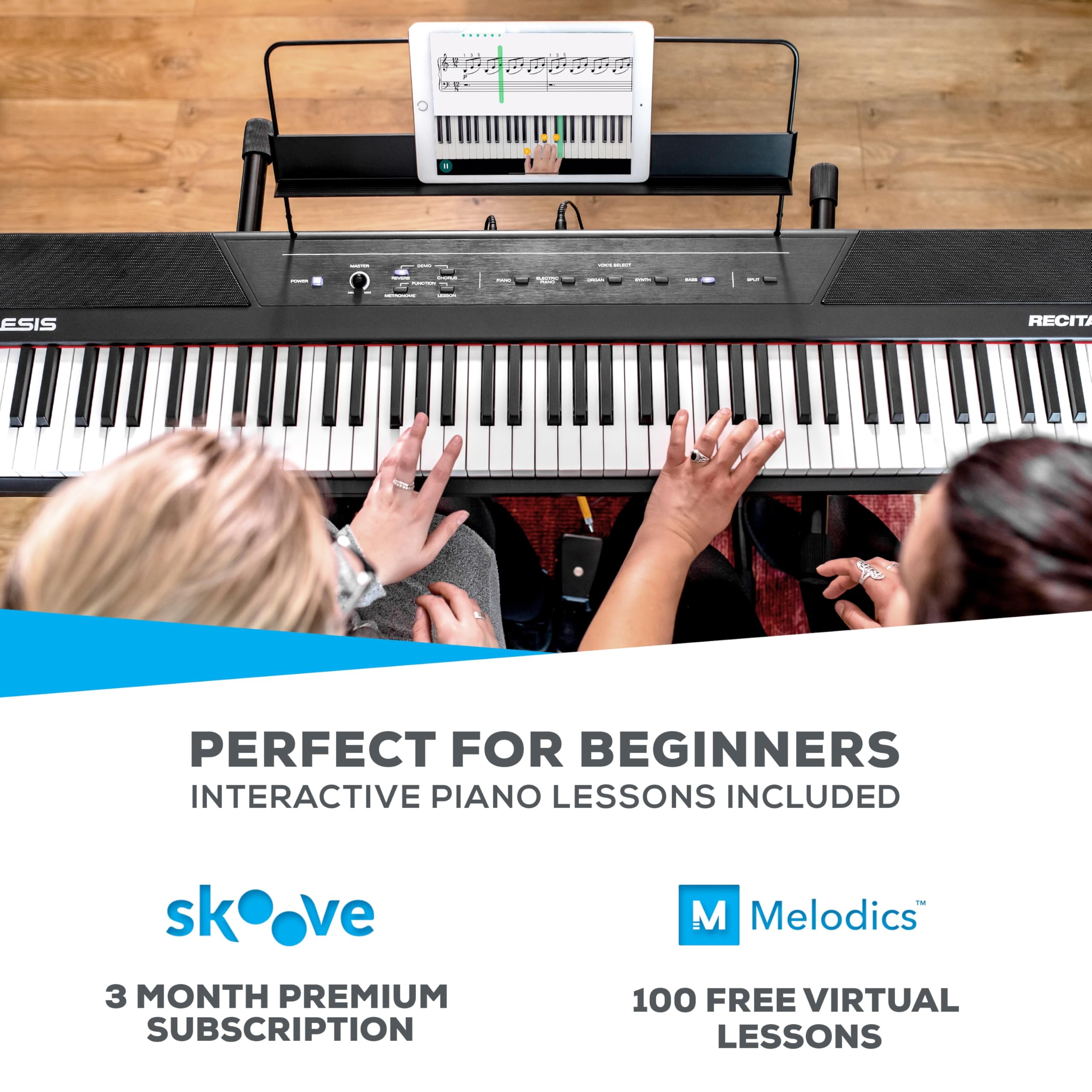 Alesis Recital – Piano numérique 88 touches semi-lestées avec haut-parleurs puissants et modes d’apprentissage