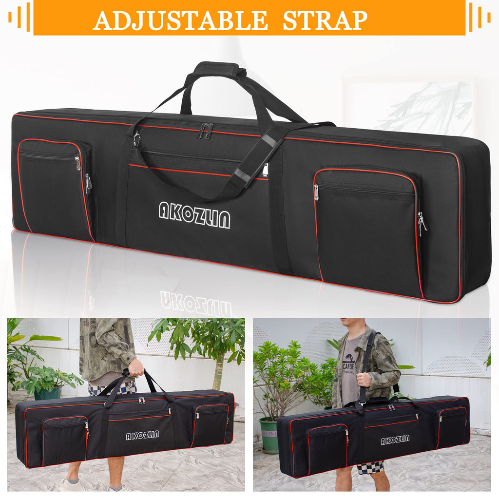🎹 AKOZLIN Slim – Housse de transport fine pour clavier 88 touches, sac gig pour piano numérique 600D Oxford avec sangles réglables et 5 poches accessoires (137 × 33,5 × 17 cm)