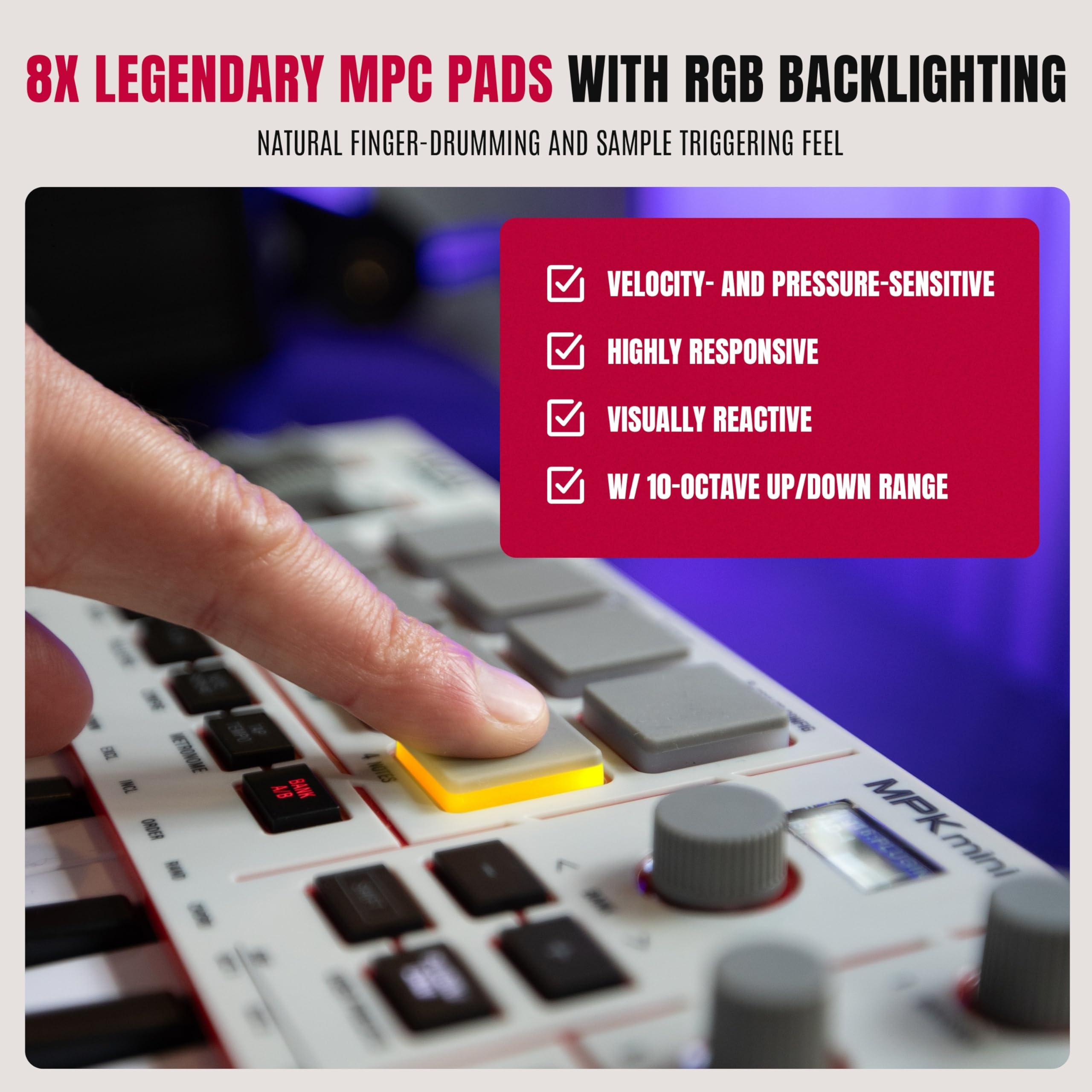 Akai MPK Mini IV – Clavier MIDI USB-C 25 touches avec pads MPC, knobs et logiciels inclus