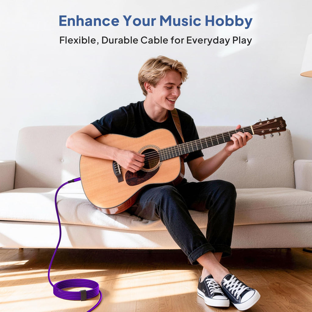 🎸 Câble instrument Elebase 1/4" TRS – Pack de 2, 3 m (10 ft), jack stéréo 6,35 mm droit, audio équilibré pour guitare, basse, clavier, ampli et enceinte