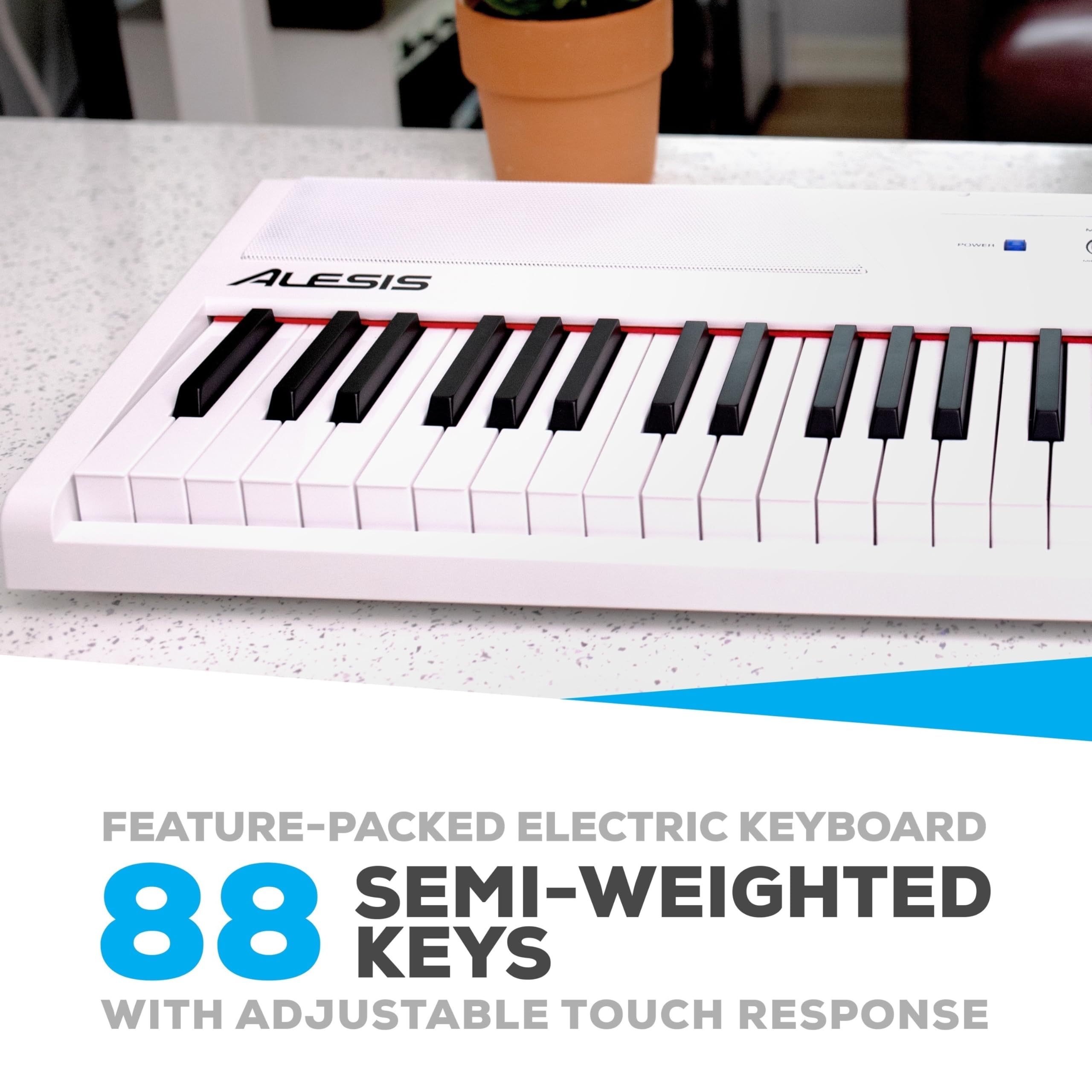 Alesis Recital – Piano numérique 88 touches semi-lestées avec haut-parleurs puissants et modes d’apprentissage