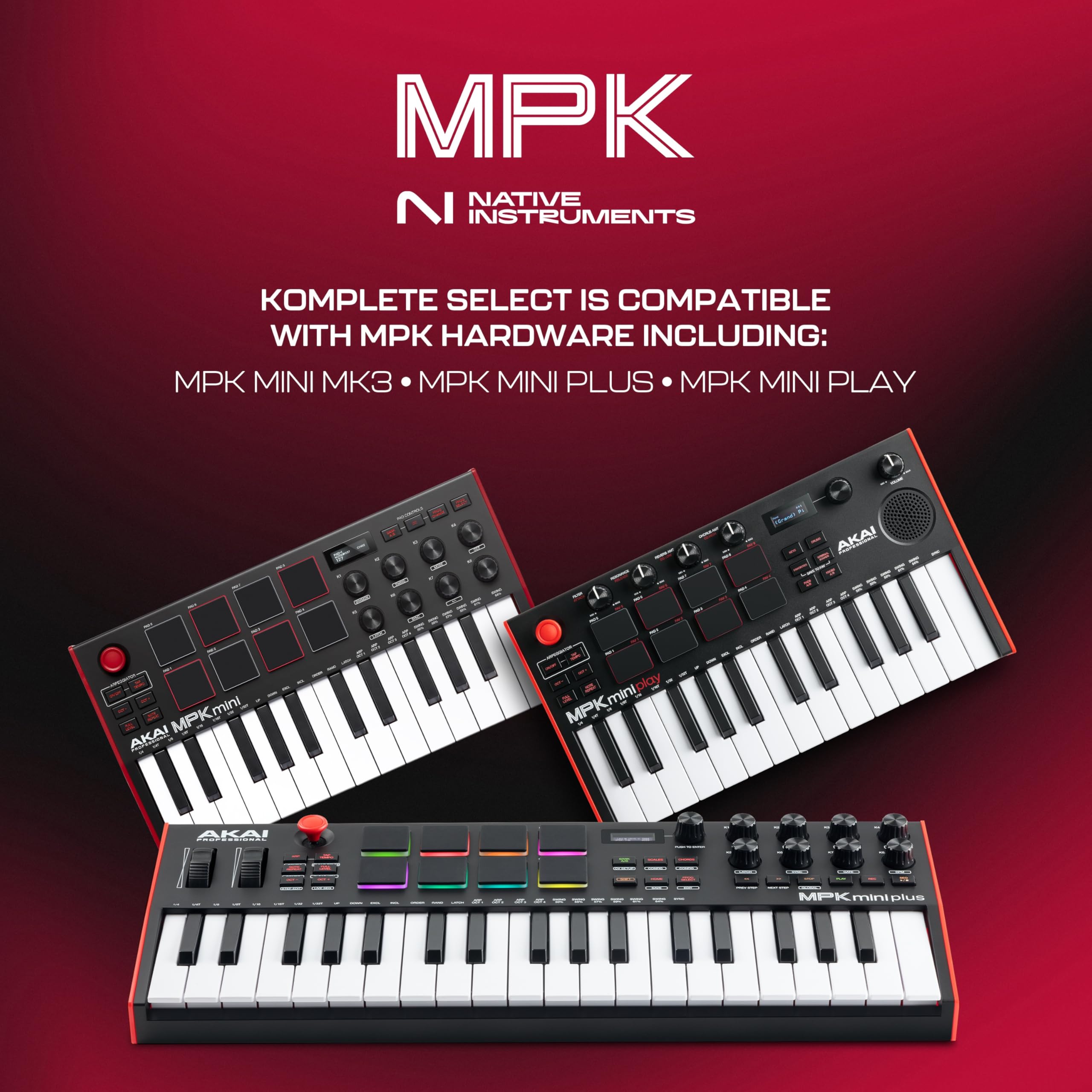 Akai MPK Mini MK3 – Contrôleur MIDI USB 25 touches avec pads rétroéclairés et logiciels inclus