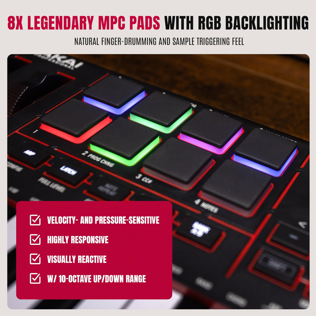 Akai MPK Mini IV – Clavier MIDI USB-C 25 touches avec pads MPC, knobs et logiciels inclus