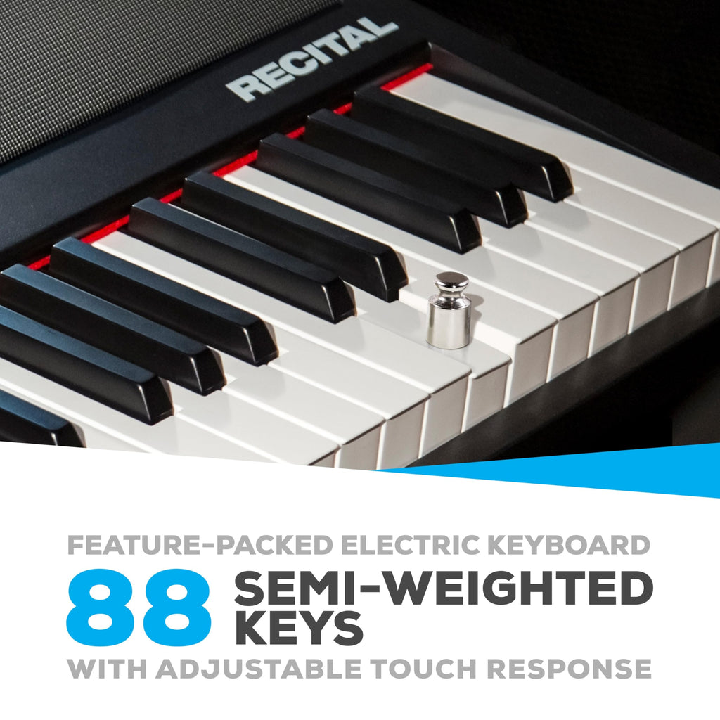 Alesis Recital – Piano numérique 88 touches semi-lestées avec haut-parleurs puissants et modes d’apprentissage