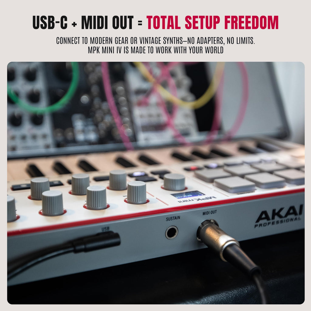 Akai MPK Mini IV – Clavier MIDI USB-C 25 touches avec pads MPC, knobs et logiciels inclus