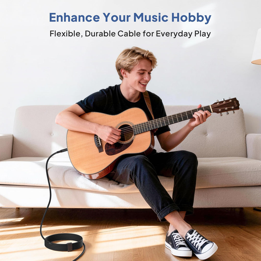 🎸 Câble instrument Elebase 1/4" TRS – Pack de 2, 3 m (10 ft), jack stéréo 6,35 mm droit, audio équilibré pour guitare, basse, clavier, ampli et enceinte