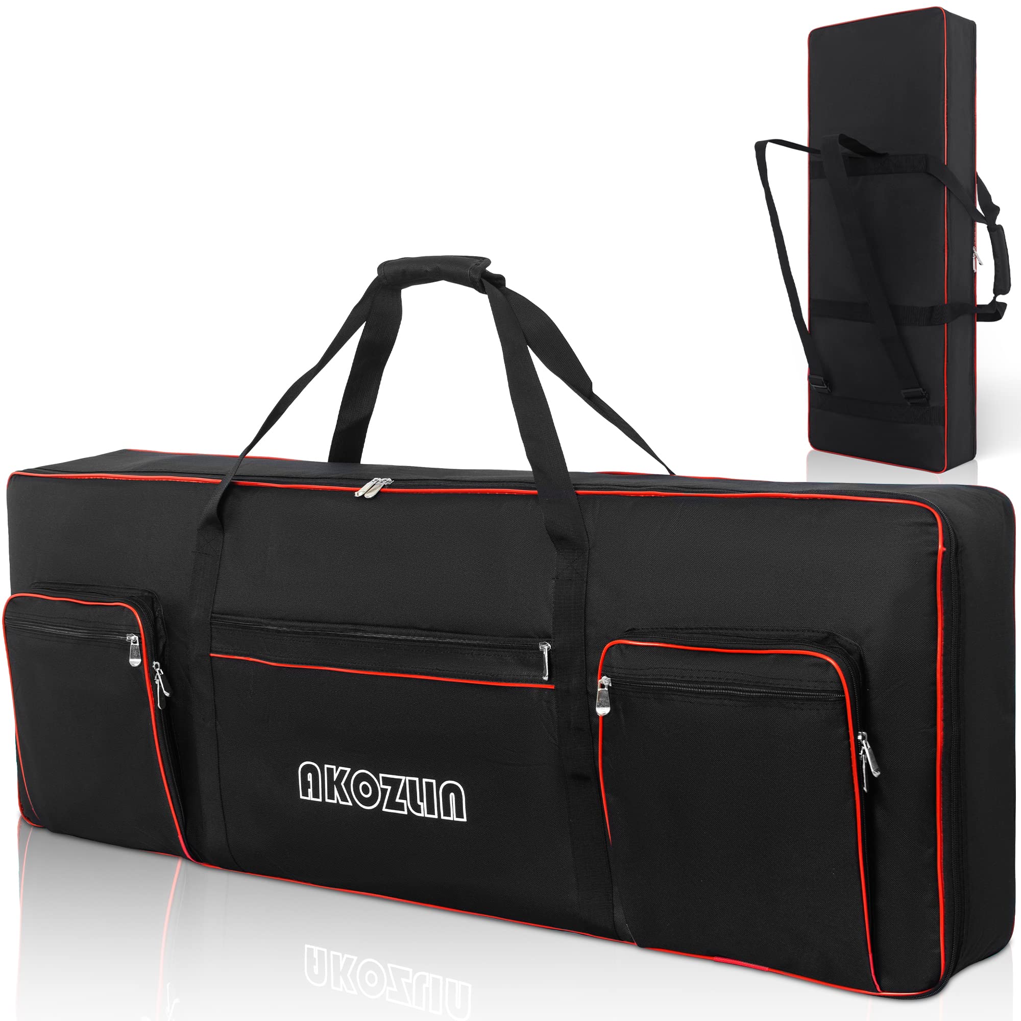 🎹 AKOZLIN Slim – Housse de transport fine pour clavier 88 touches, sac gig pour piano numérique 600D Oxford avec sangles réglables et 5 poches accessoires (137 × 33,5 × 17 cm)