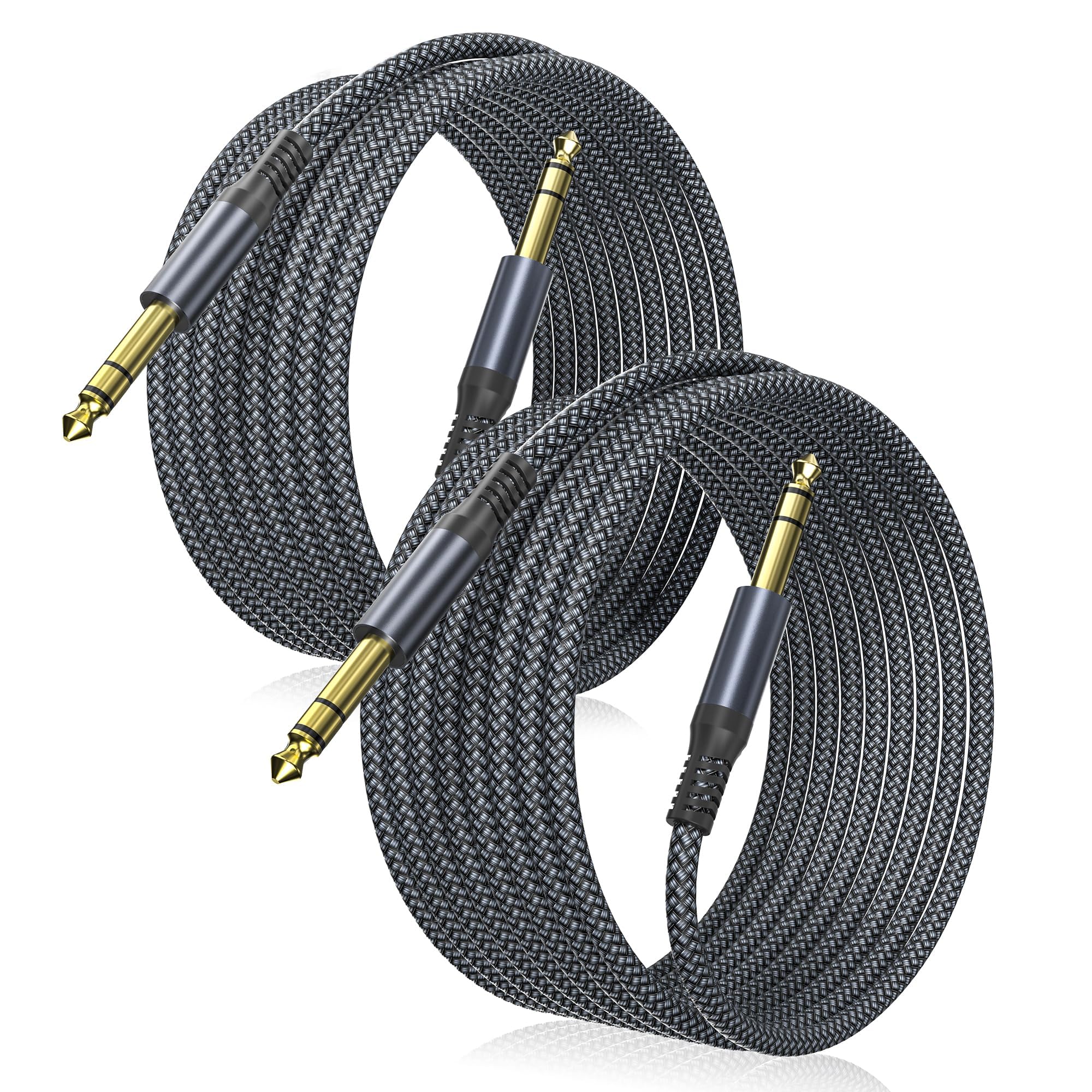 🎸 Câble instrument Elebase 1/4" TRS – Pack de 2, 3 m (10 ft), jack stéréo 6,35 mm droit, audio équilibré pour guitare, basse, clavier, ampli et enceinte