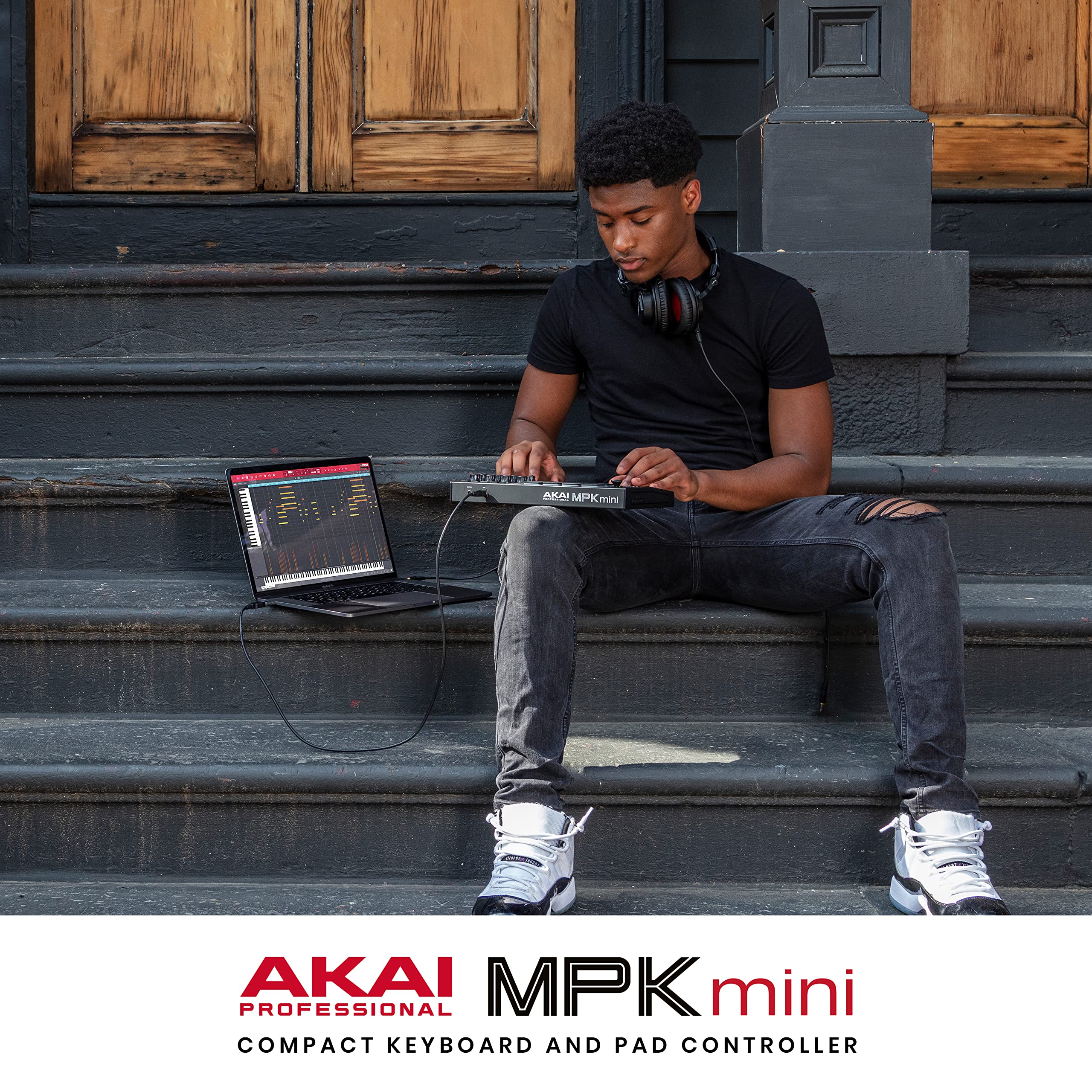 Akai MPK Mini MK3 – Contrôleur MIDI USB 25 touches avec pads rétroéclairés et logiciels inclus