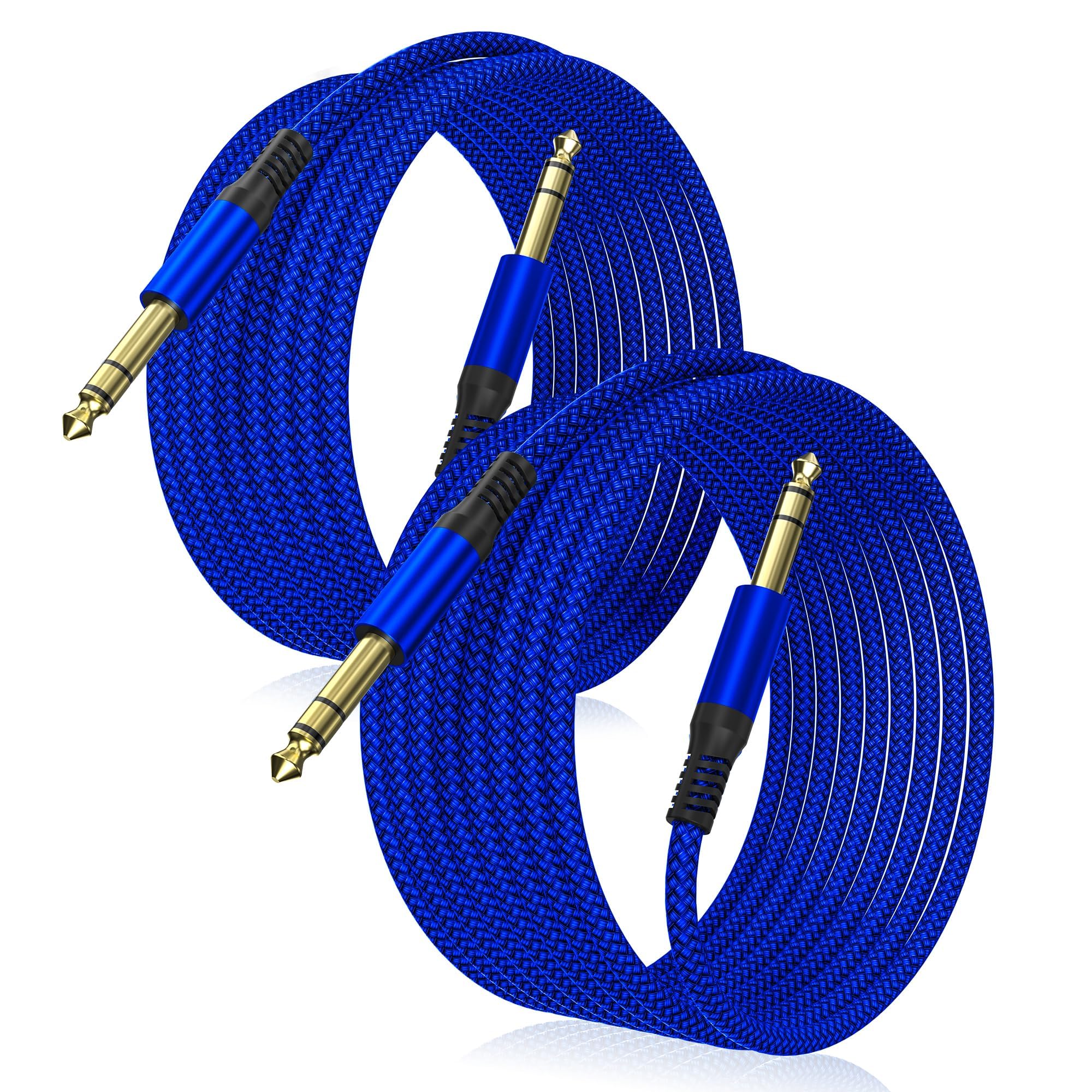 🎸 Câble instrument Elebase 1/4" TRS – Pack de 2, 3 m (10 ft), jack stéréo 6,35 mm droit, audio équilibré pour guitare, basse, clavier, ampli et enceinte