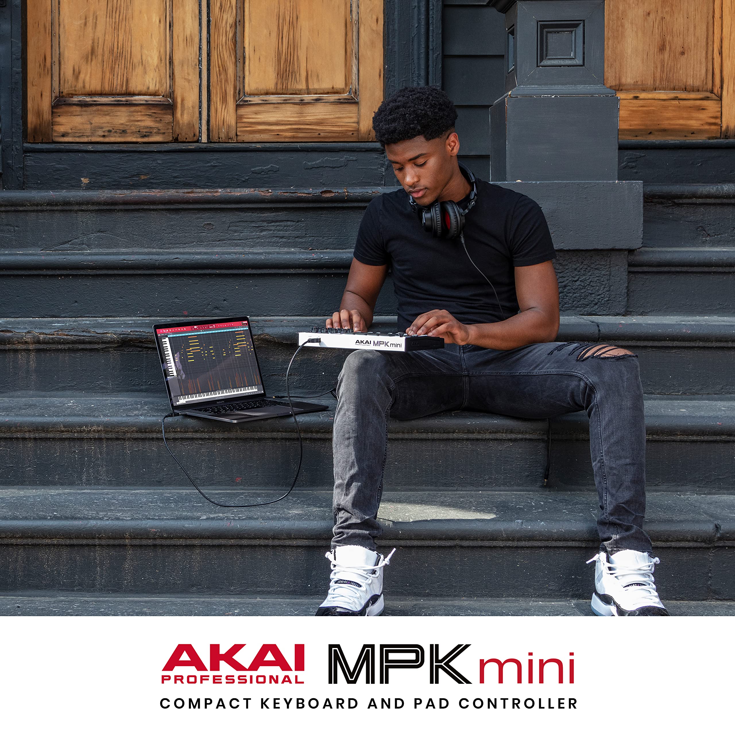 Akai MPK Mini MK3 – Contrôleur MIDI USB 25 touches avec pads rétroéclairés et logiciels inclus