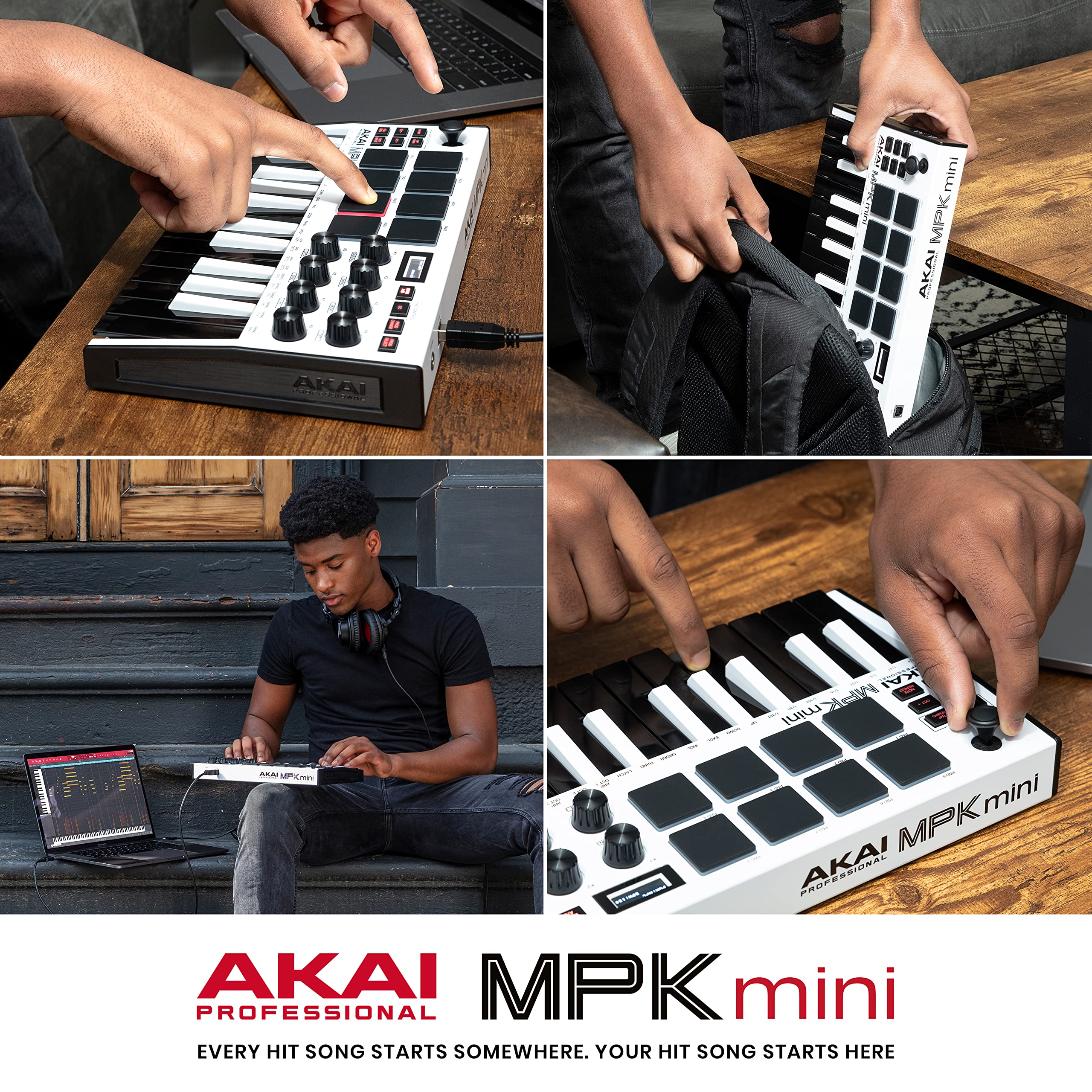 Akai MPK Mini MK3 – Contrôleur MIDI USB 25 touches avec pads rétroéclairés et logiciels inclus