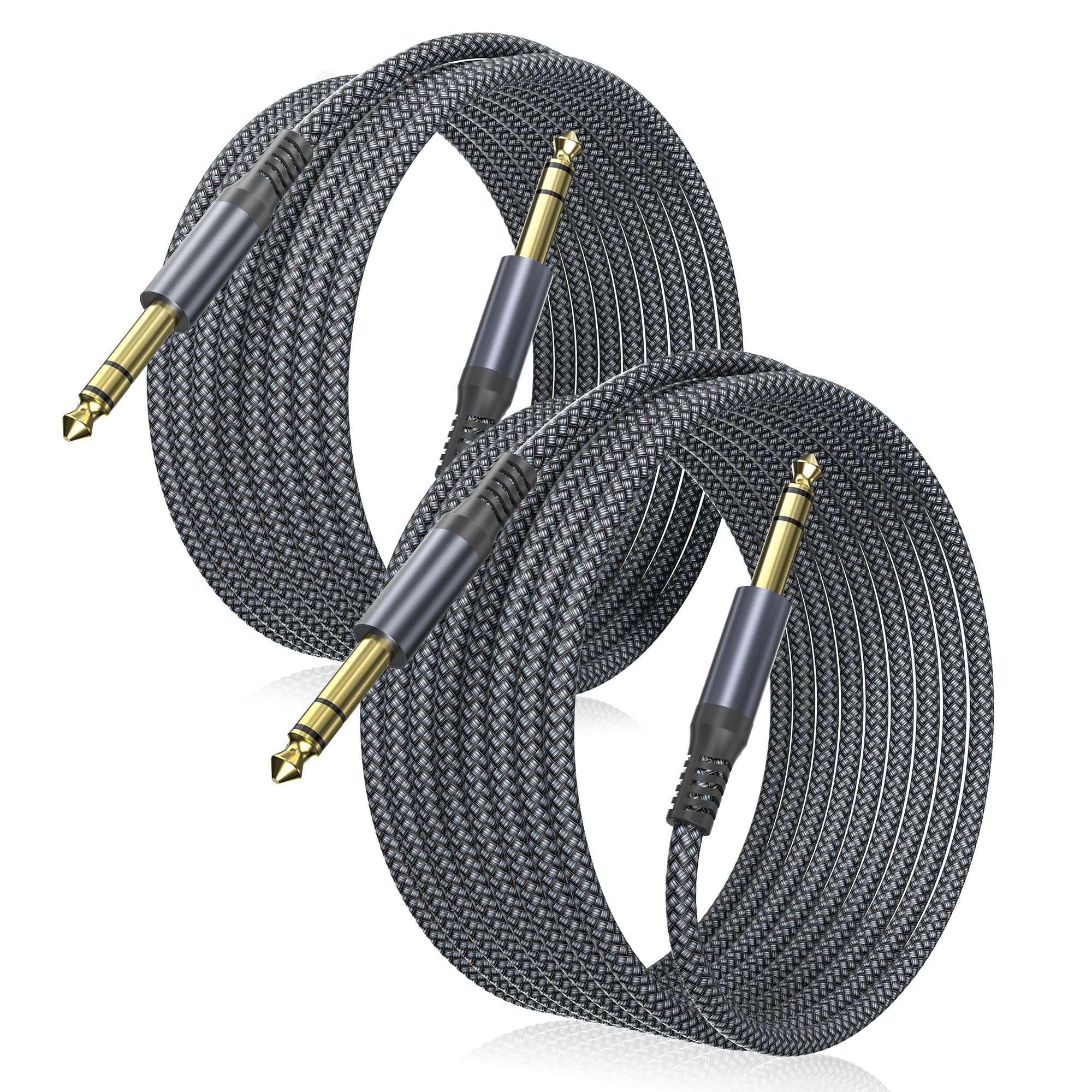 🎸 Câble instrument Elebase 1/4" TRS – Pack de 2, 3 m (10 ft), jack stéréo 6,35 mm droit, audio équilibré pour guitare, basse, clavier, ampli et enceinte