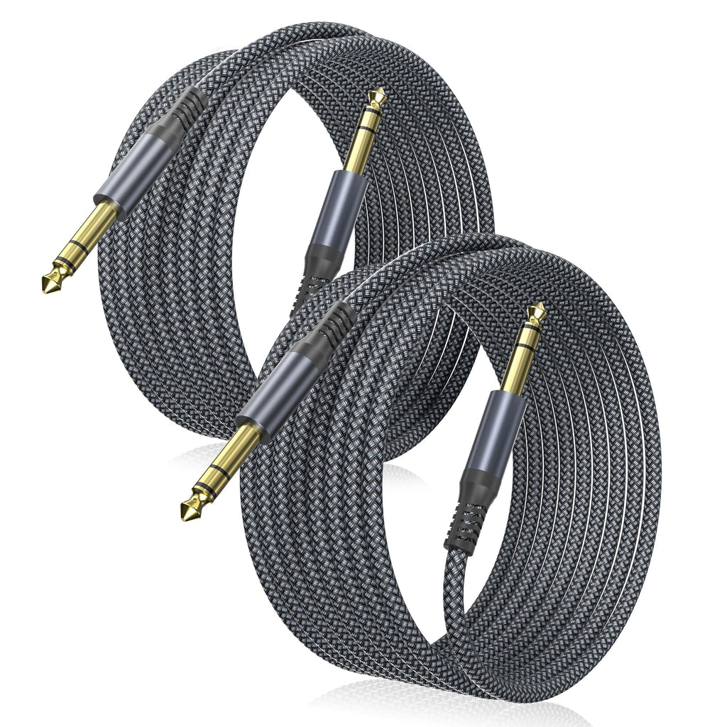 🎸 Câble instrument Elebase 1/4" TRS – Pack de 2, 3 m (10 ft), jack stéréo 6,35 mm droit, audio équilibré pour guitare, basse, clavier, ampli et enceinte