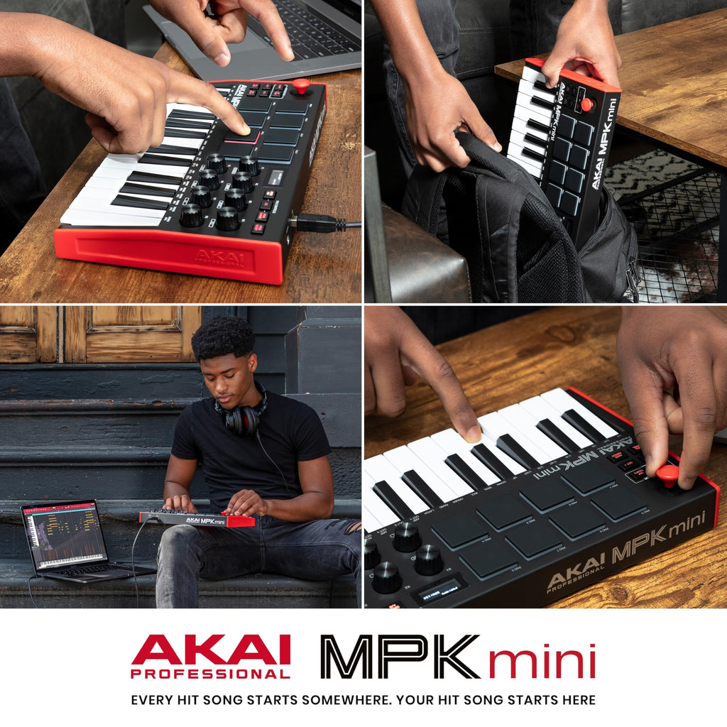 Akai MPK Mini MK3 – Contrôleur MIDI USB 25 touches avec pads rétroéclairés et logiciels inclus