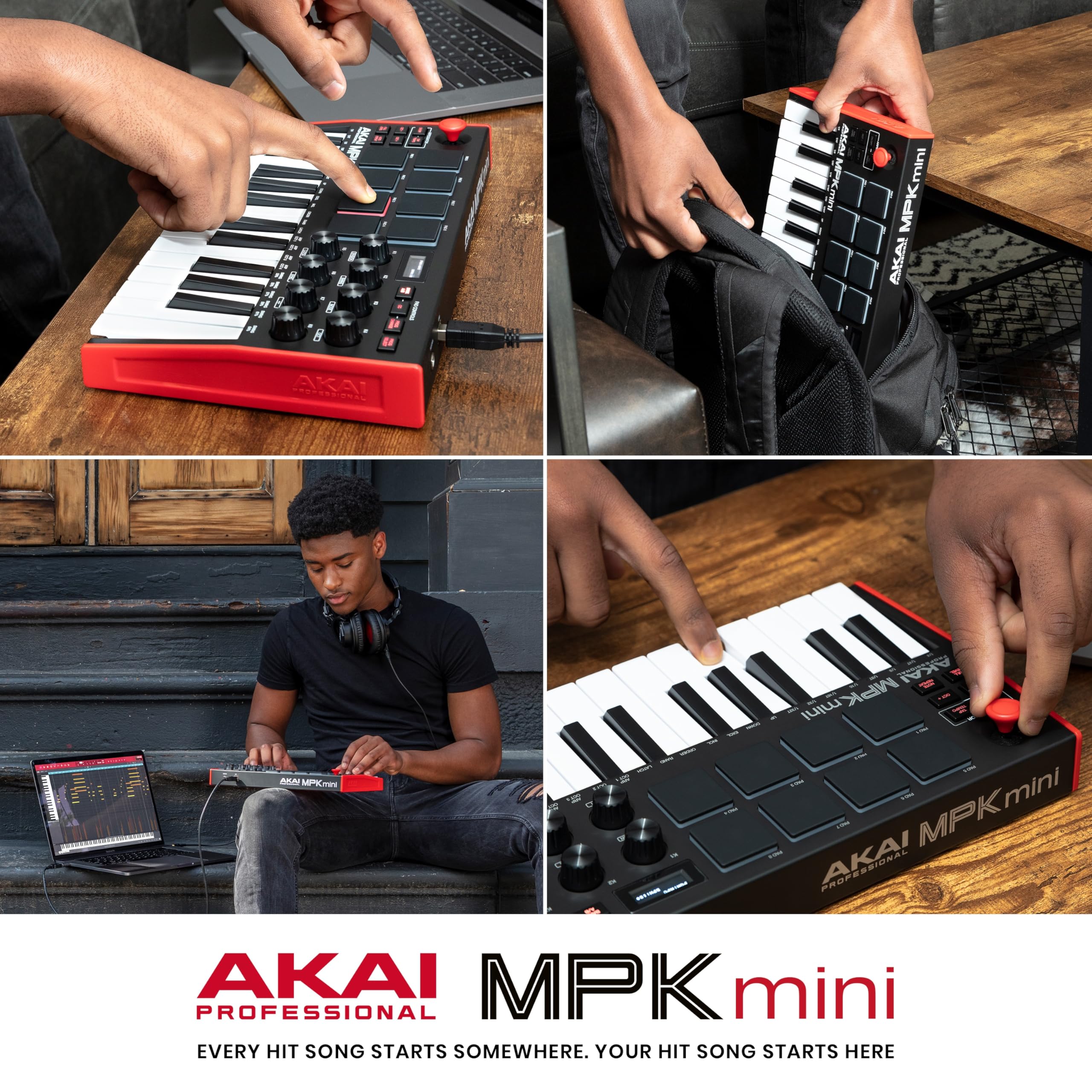 Akai MPK Mini MK3 – Contrôleur MIDI USB 25 touches avec pads rétroéclairés et logiciels inclus