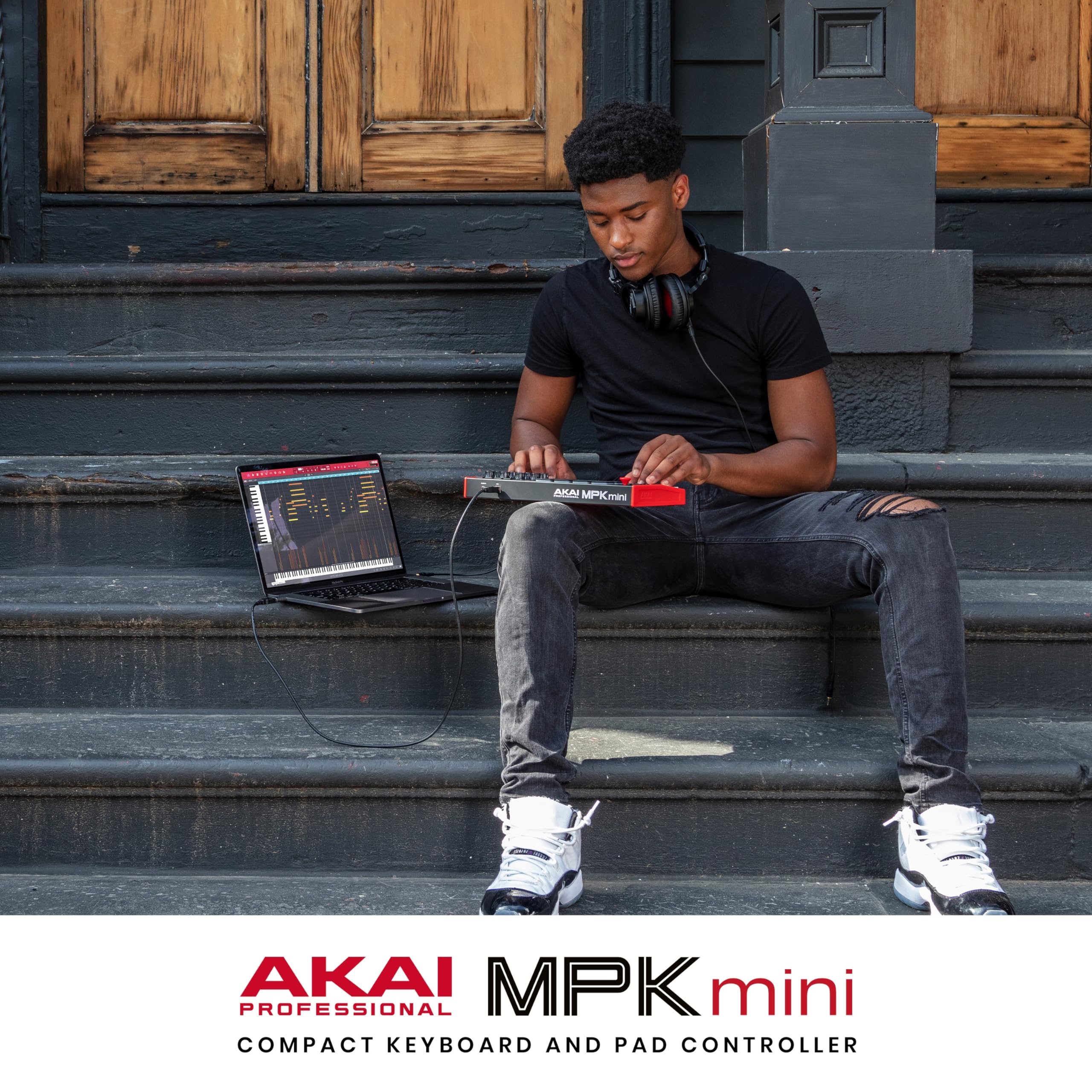Akai MPK Mini MK3 – Contrôleur MIDI USB 25 touches avec pads rétroéclairés et logiciels inclus