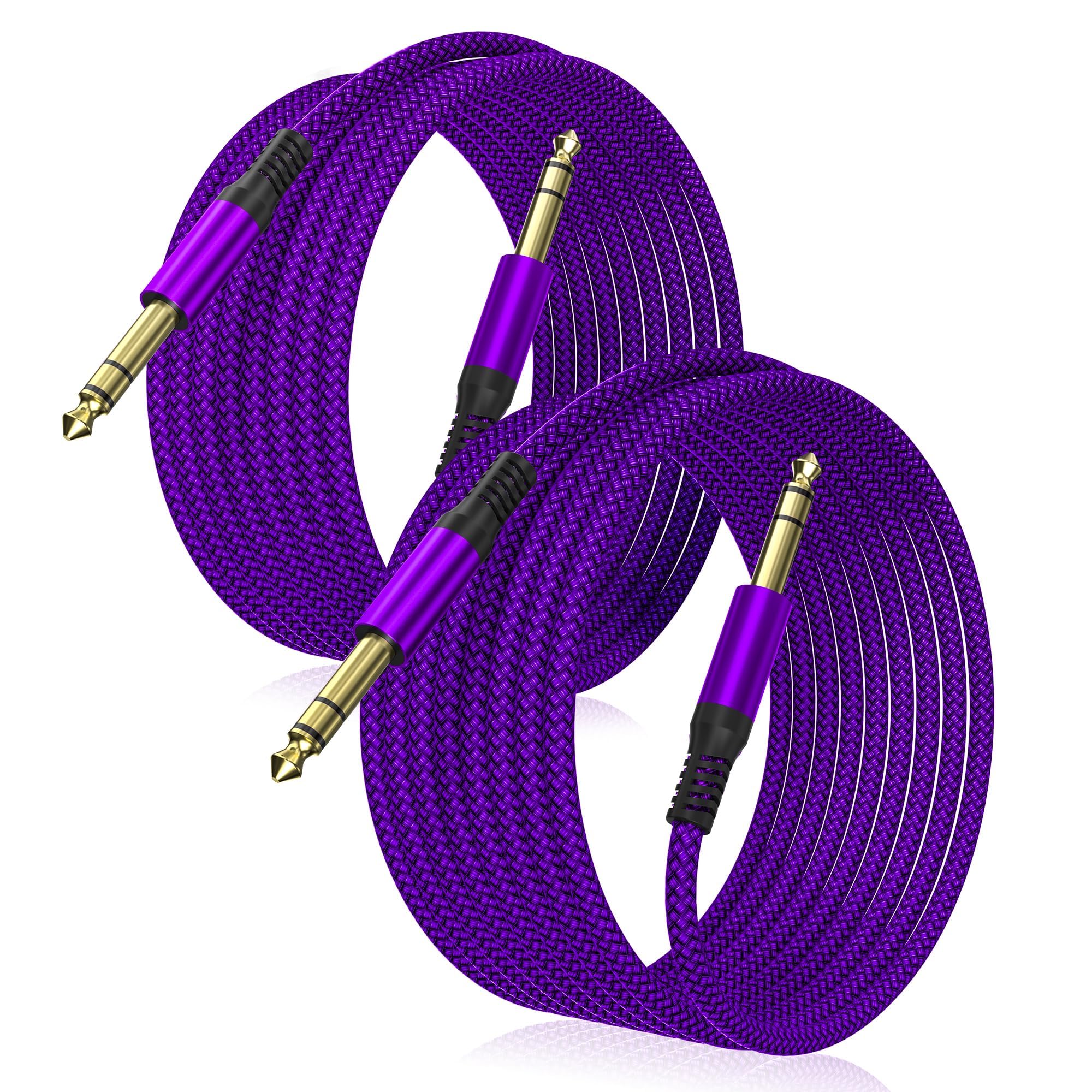 🎸 Câble instrument Elebase 1/4" TRS – Pack de 2, 3 m (10 ft), jack stéréo 6,35 mm droit, audio équilibré pour guitare, basse, clavier, ampli et enceinte