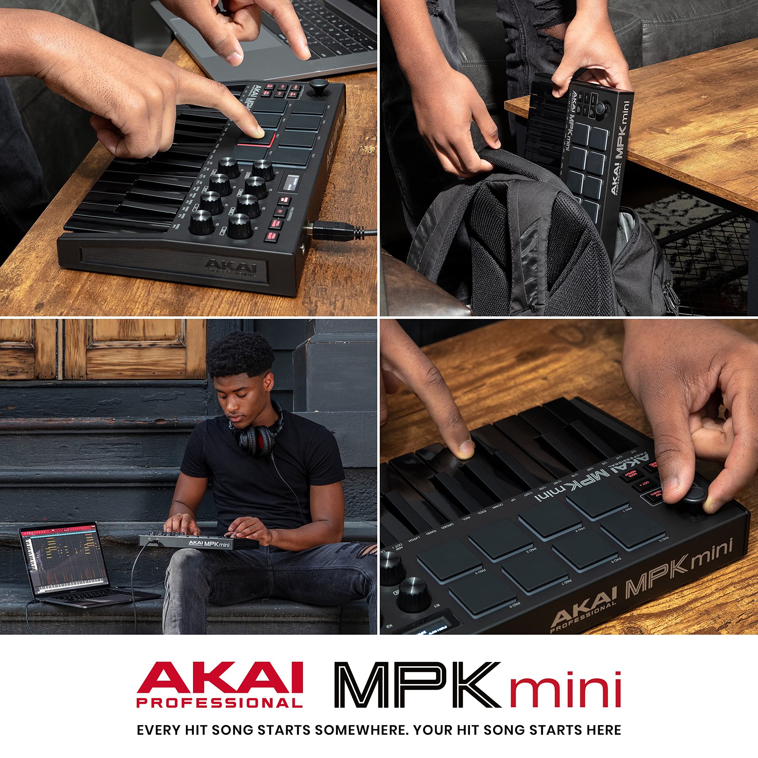 Akai MPK Mini MK3 – Contrôleur MIDI USB 25 touches avec pads rétroéclairés et logiciels inclus